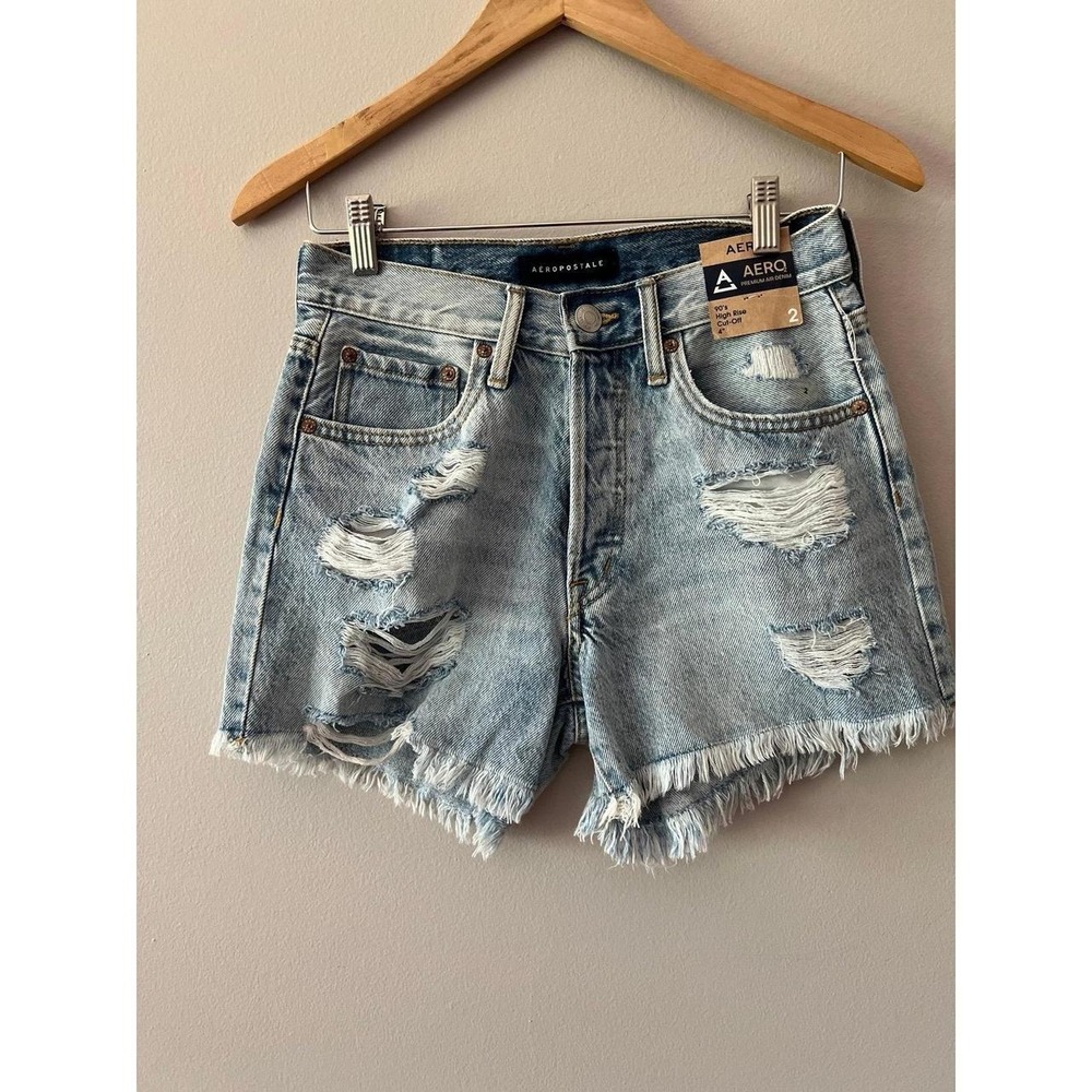 Aero 90's High Waisted Cut Off Jean Shorts Size 2 NWT